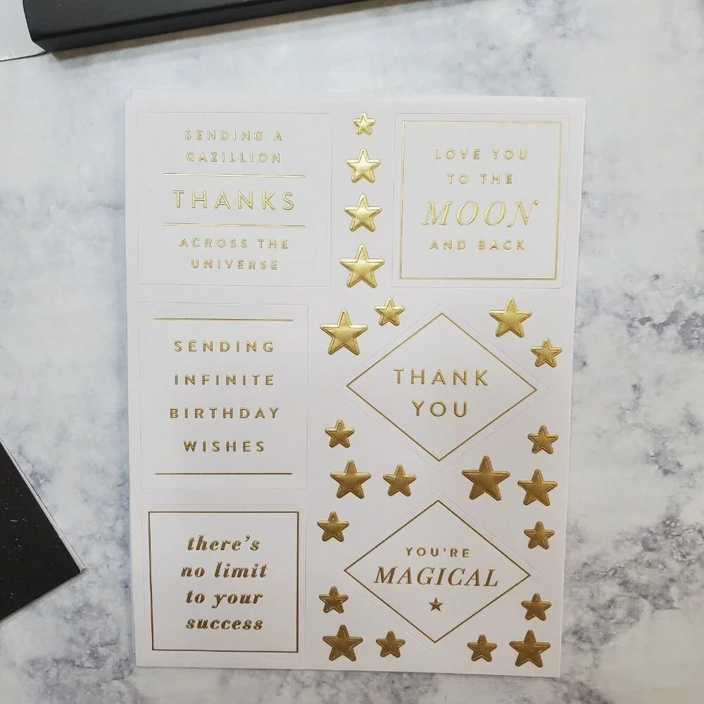 Galison Cosmos 12 Note Cards Blank Space Stickers Greetings‎